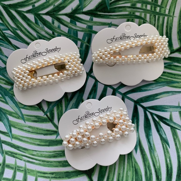 NEW 3 PK of Pearl Clip Hair Accessories - Picture 2 of 5